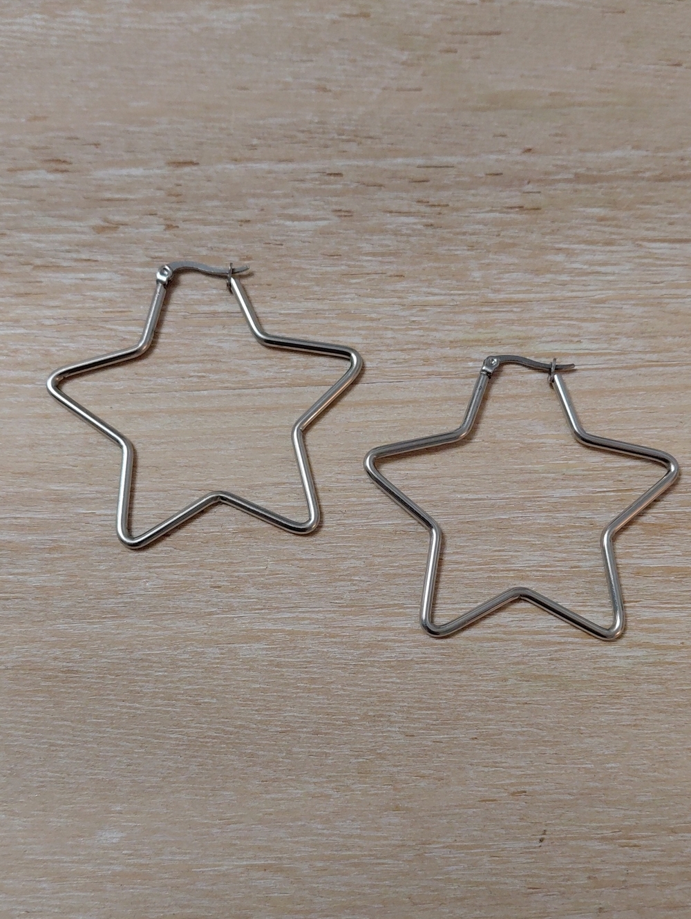 Star-Shaped Silver Hoop Earrings for Kids